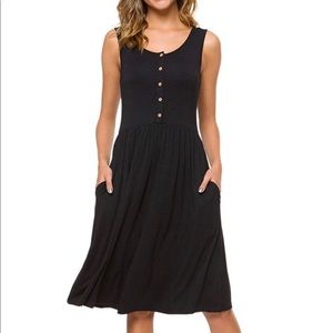 BLACK BUTTON FRONT DRESS - Nursing Friendly